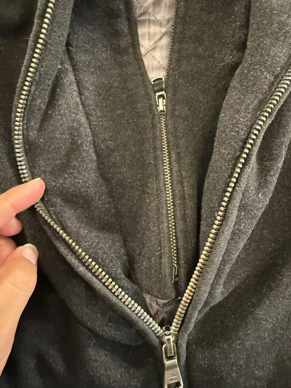 Calvin Klein Car Coat Mens XL Black Quilted Lined Full Zip Stand Collar Pockets